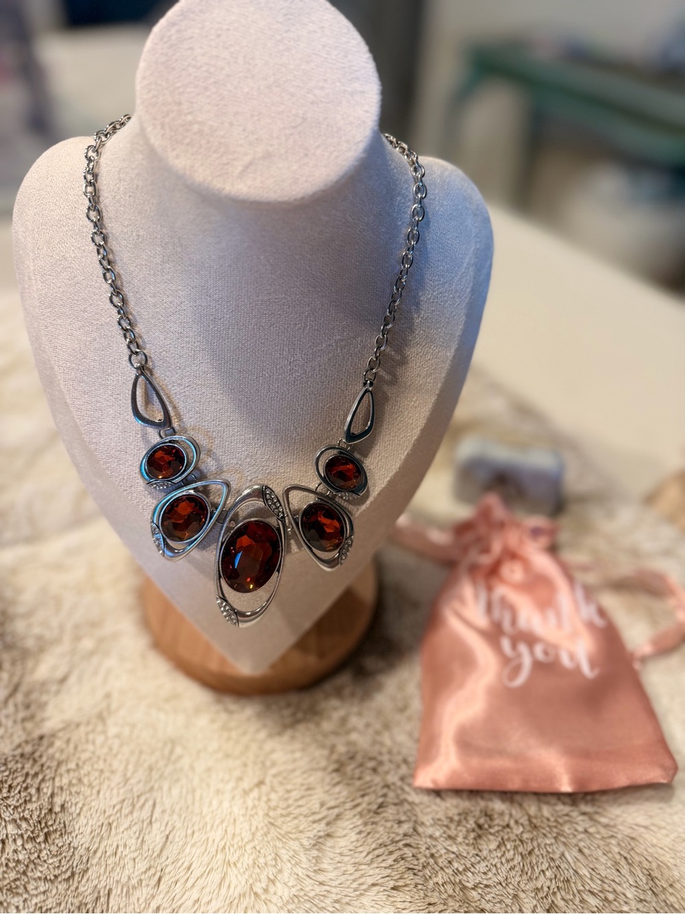 SiNecklace with Rich Amber Stones - Women Jewelry